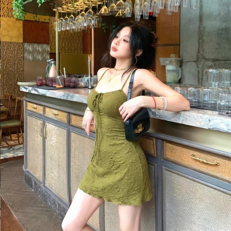 【dress】リボン付きキャミワンピース Q8327