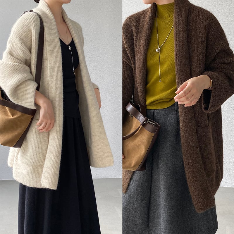 【outer】ロングニットカーディガン Q7242