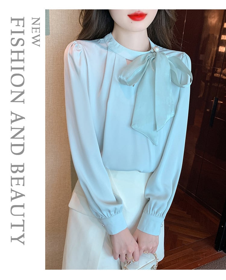 【tops】リボン付きブラウス　M29120