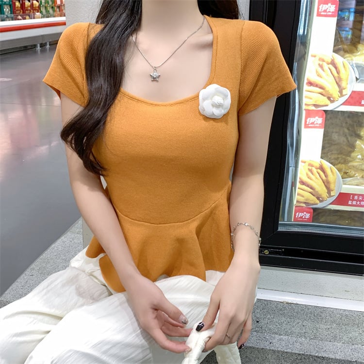 【tops】立体フラワーニットトップス　M24585