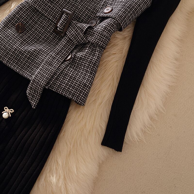 【set】秋冬新作!気質満点レトロニットトップス+ベスト+スカートオシャレ3点セット G2879