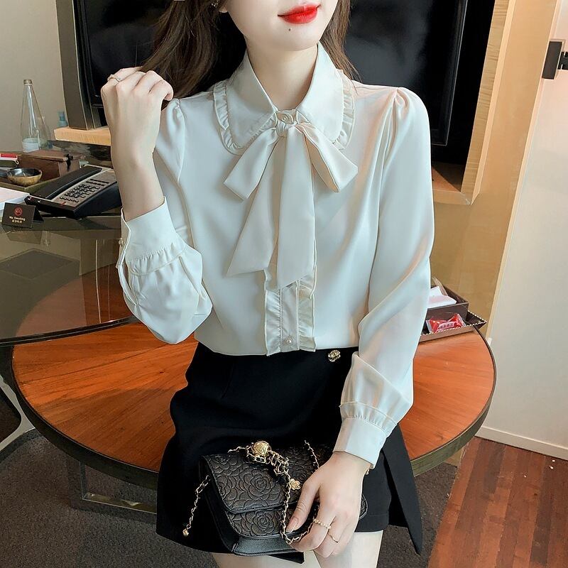 【tops】リボン付きシャツトップス　M28974