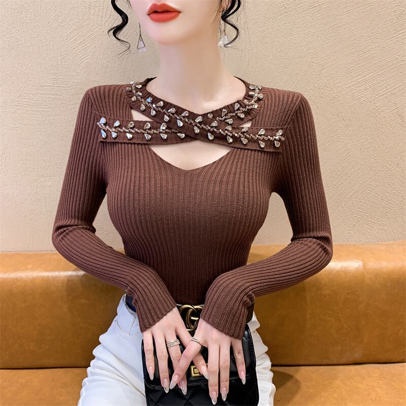 【tops】ビジューニットトップス　M28266