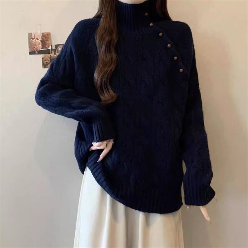 【tops】ハイネックニットトップス Q7314
