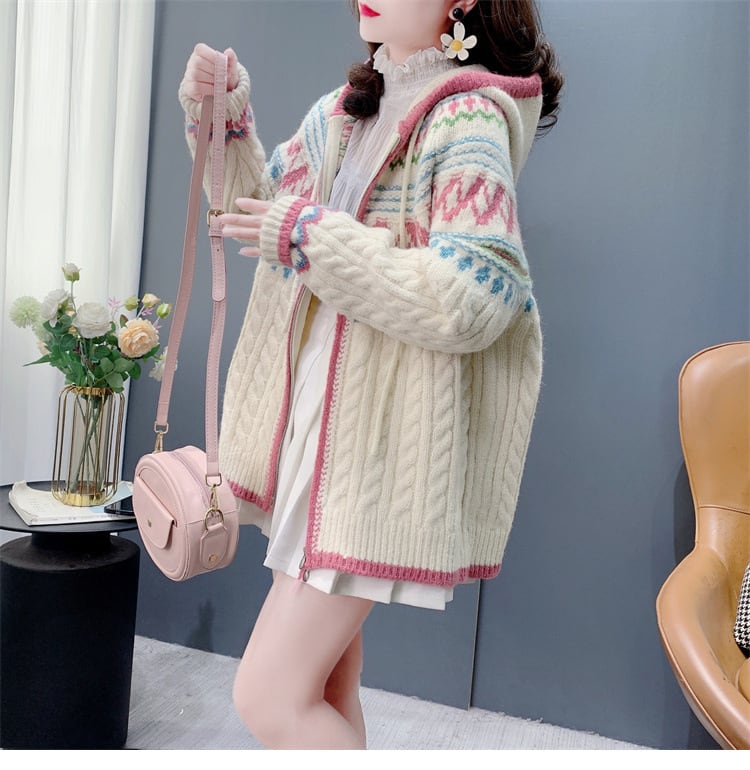 【outer】ジャカードニットカーデ　M28704