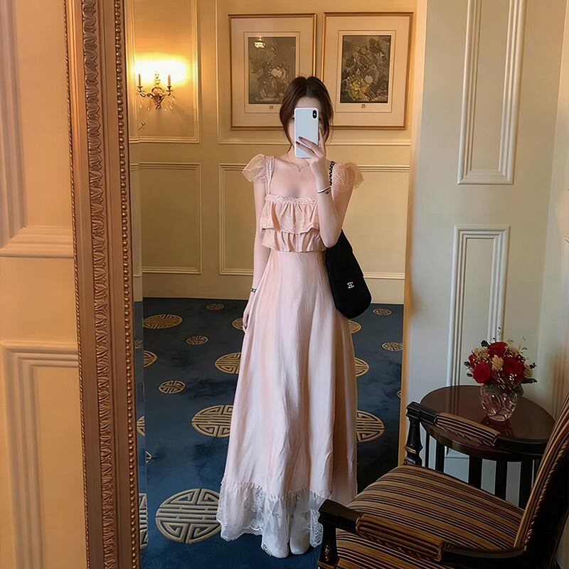 【dress】レースドッキングキャミワンピース Q8033