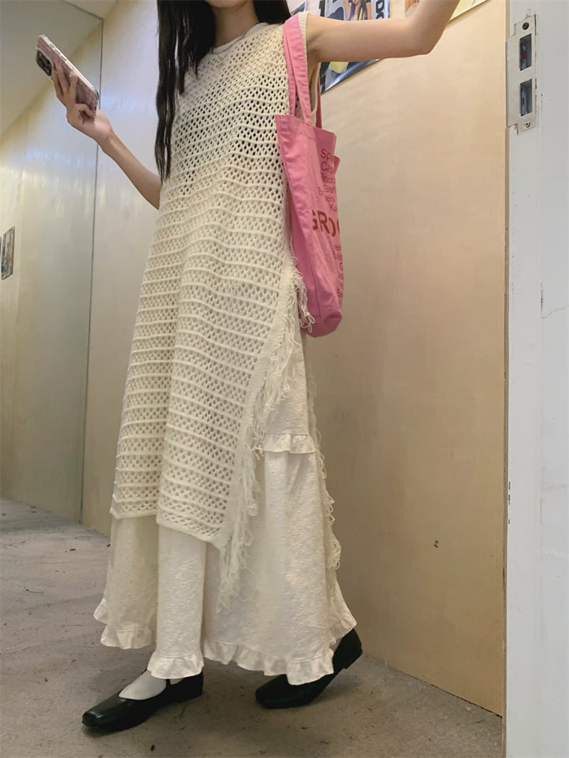 【dress】カットワークフリンジワンピース　M24756