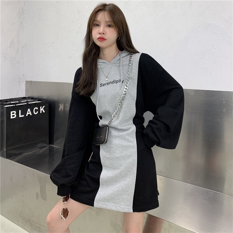 【dress】韓流スタイル!気質満点レトロ秋ルーズパーカーワンピース G1883