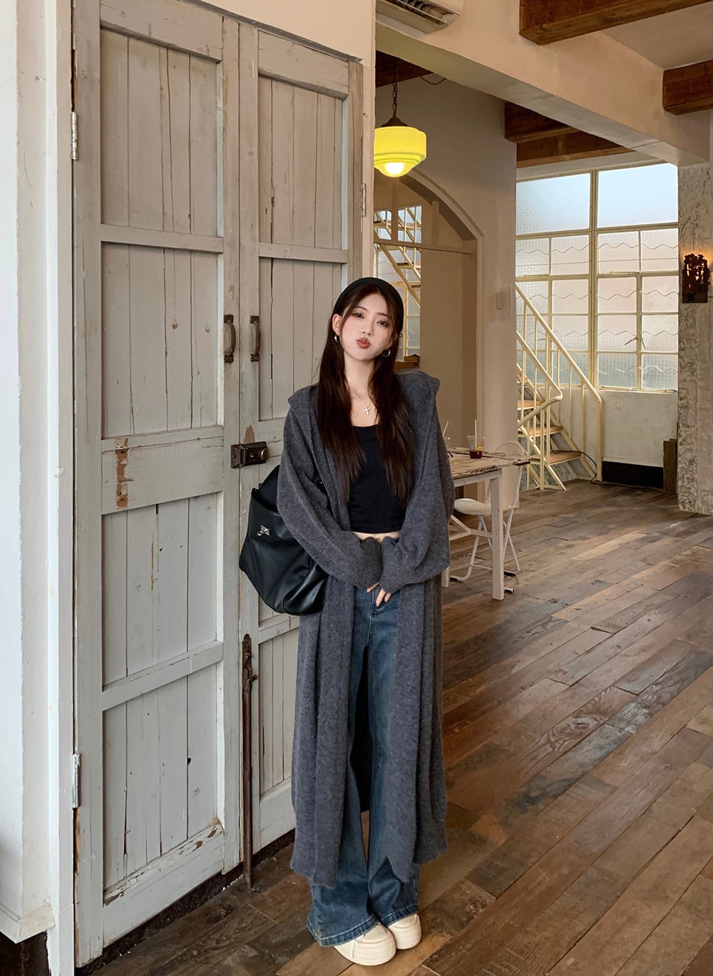【outer】ロング丈ニットカーデ　M26335