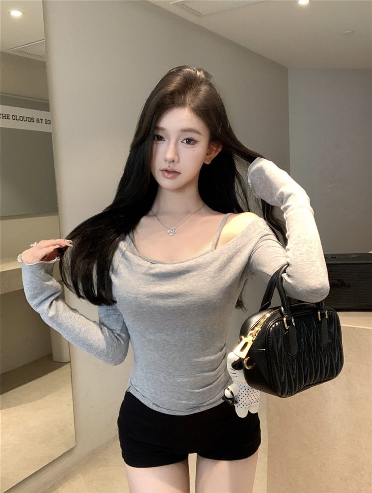 【tops】切り替え長袖Tシャツ　M28178