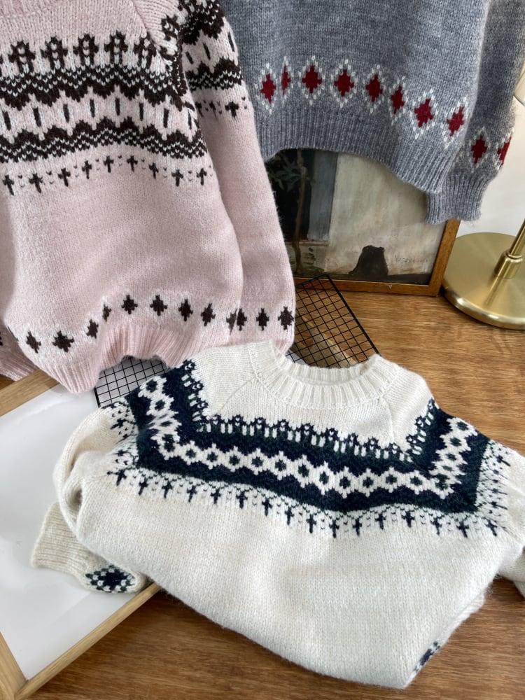 【tops】プリントニットセーター　M27509