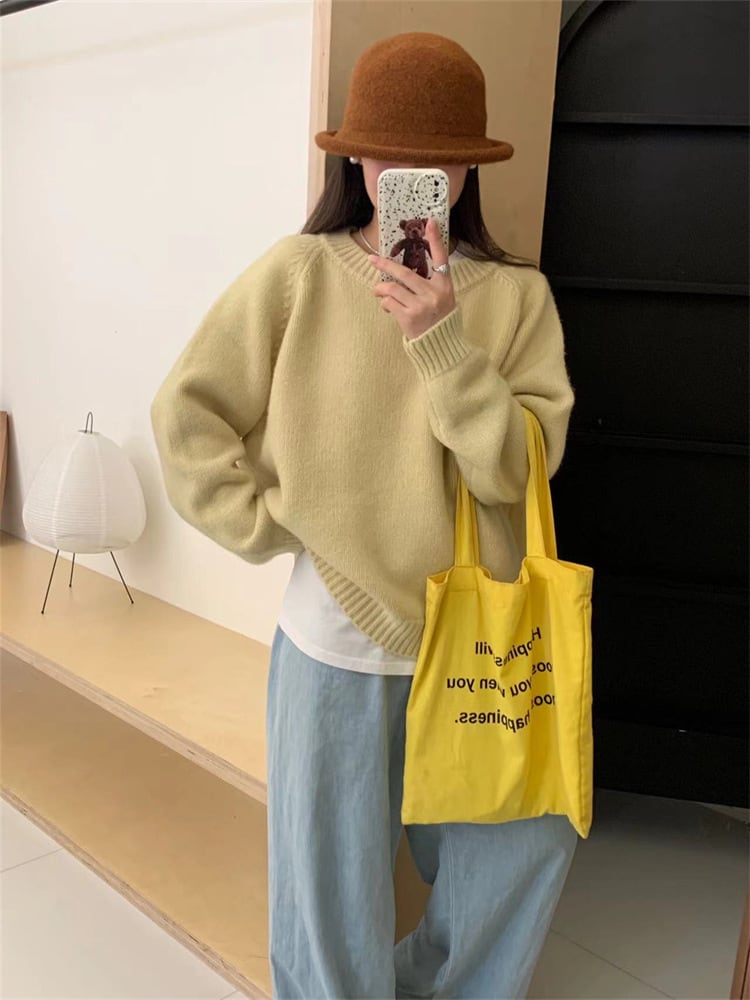 【tops】無地ニットセーター　M27252