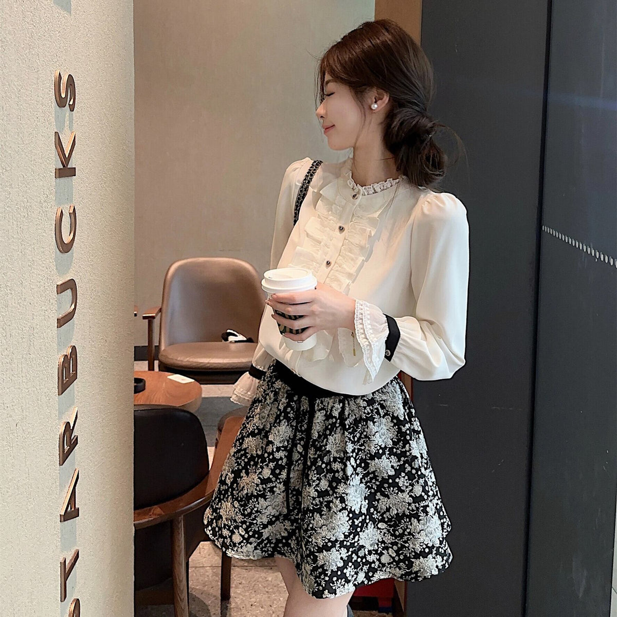 【set】レースシャツトップス×スカートセット　M28619