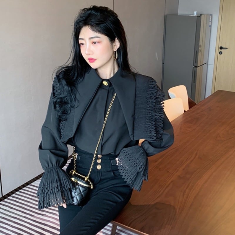 【tops】フレアスリーブ ギャザーブラウスG19955