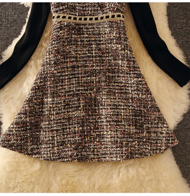 【set】今季マストバイ!気質満点ニットトップス+キャミワンピース秋冬２点セット G3176