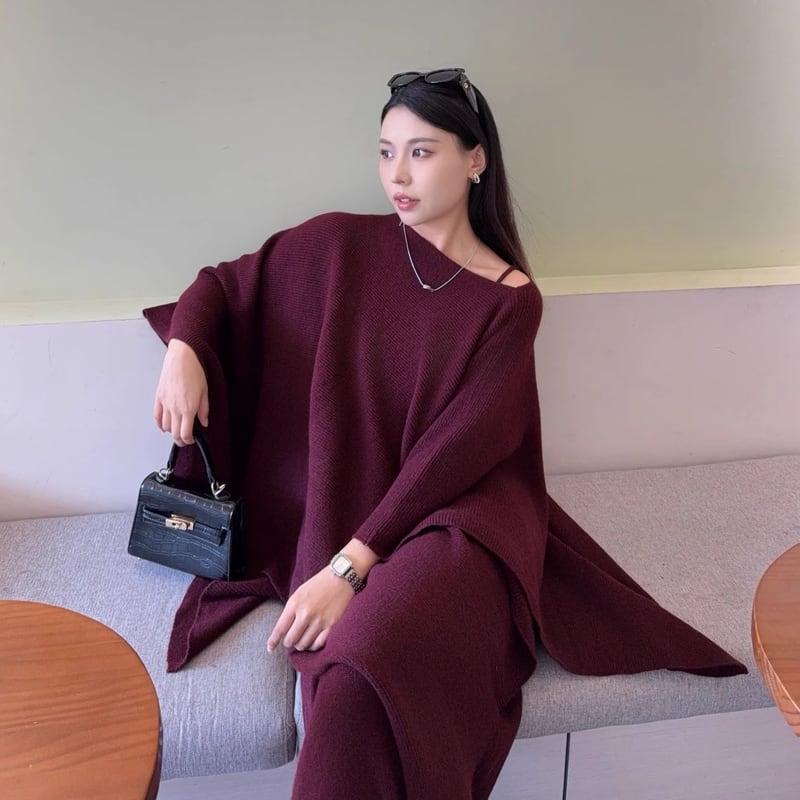 【set】イレヘムニットトップス×キャミワンピースセット Q6670