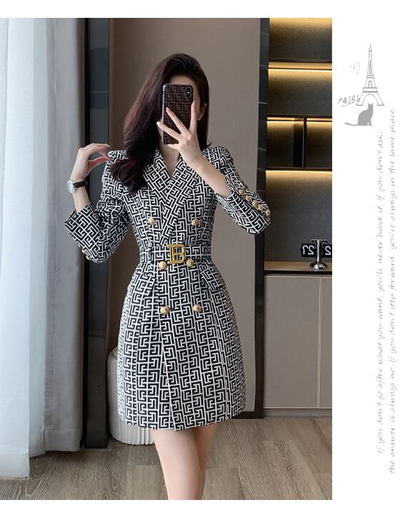 【dress】長袖ツイードスーツワンピース G17855
