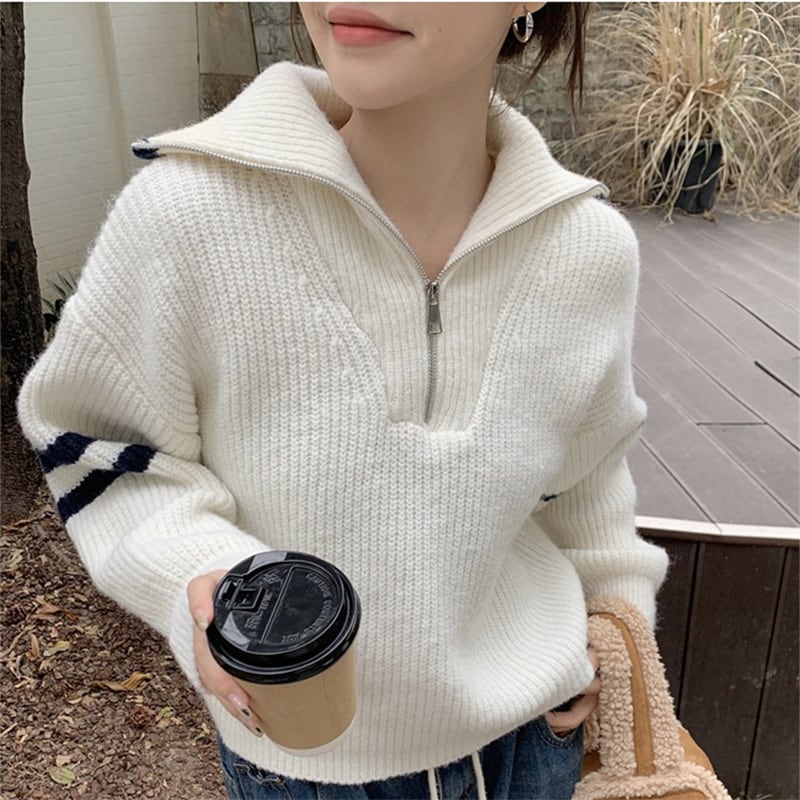 【tops】ファスナーニットセーター　M25995