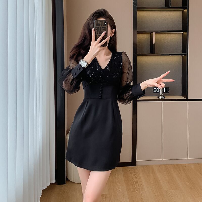 【dress】チュールドッキングワンピース　M18849