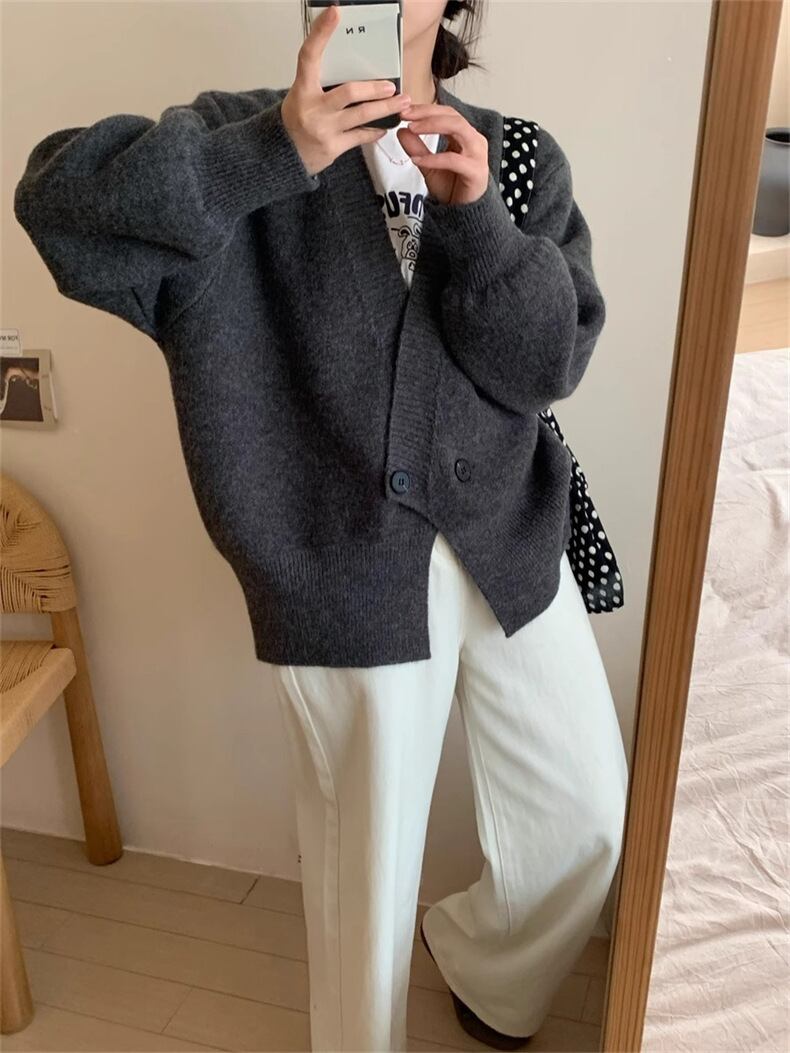 【outer】Vネックニットカーデ　M25974