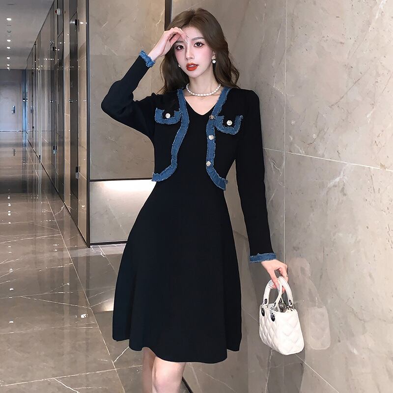 【dress】ドッキングニットワンピース　M18359