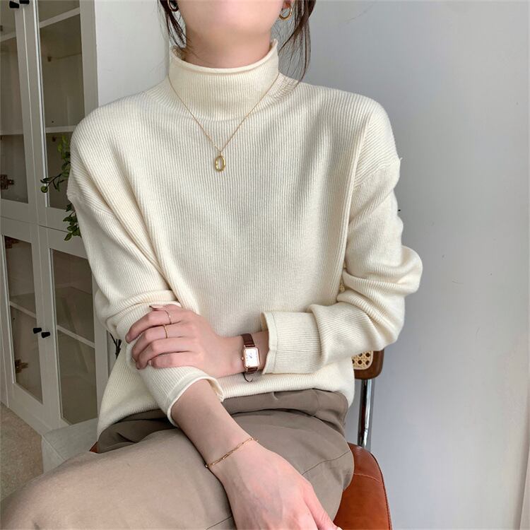 【tops】無地ニットトップス　M27238