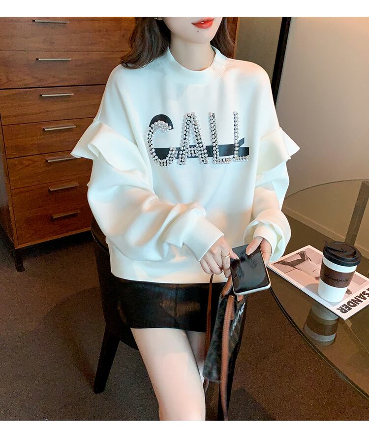 【tops】女性力を高める〜!スウィートルーズオシャレゆったりデザイン厚手パーカー G5473