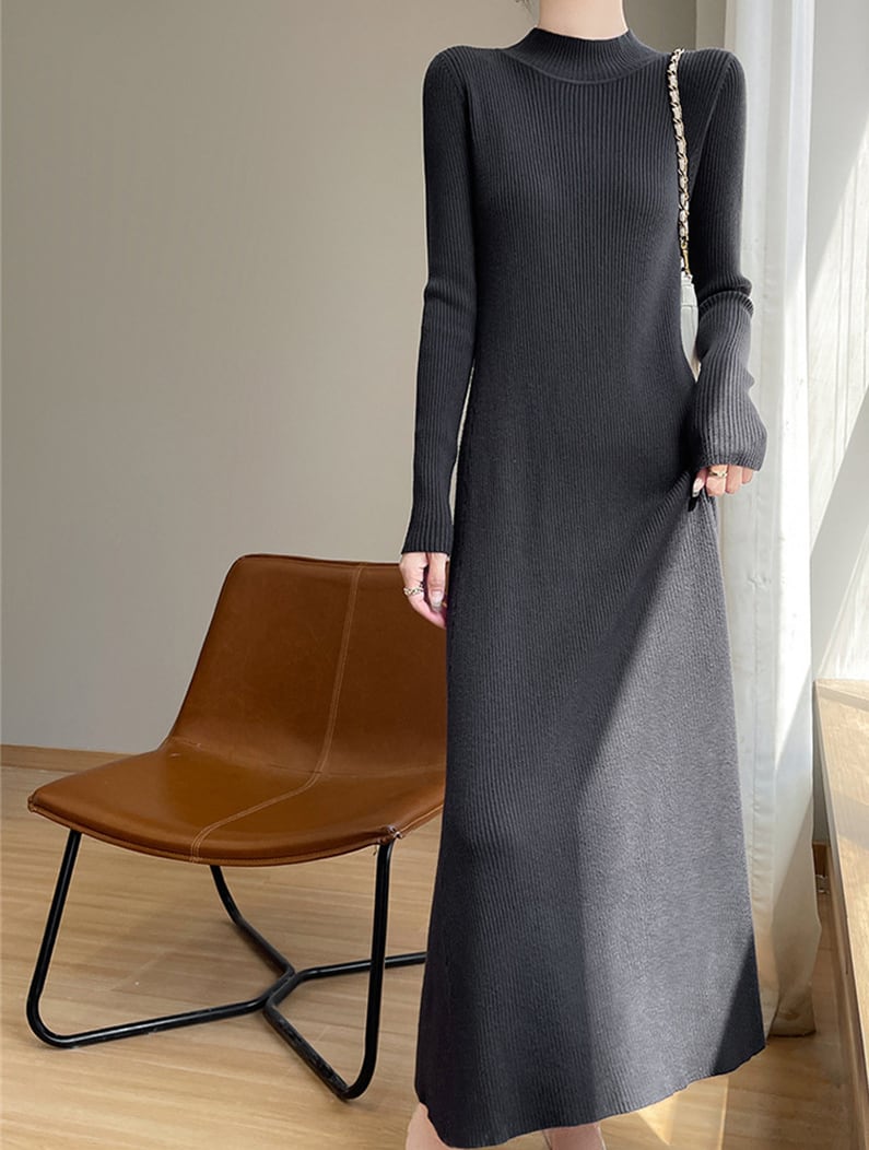 【dress】ハイネックニットワンピース Q7316
