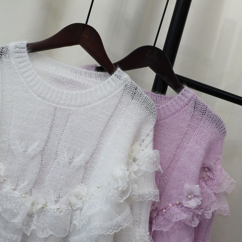 【tops】チュールコンビニットセーター　M29324