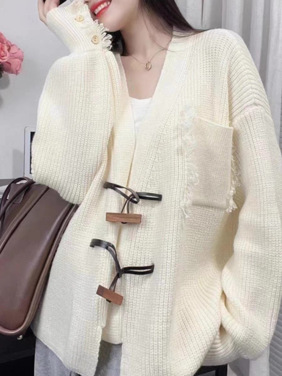 【outer】Vネックニットカーデ　M25668