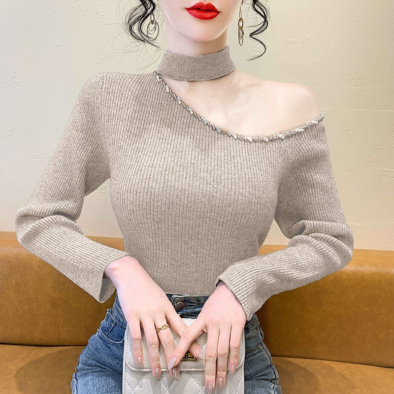 【tops】オフショルダーニットトップス　M27516