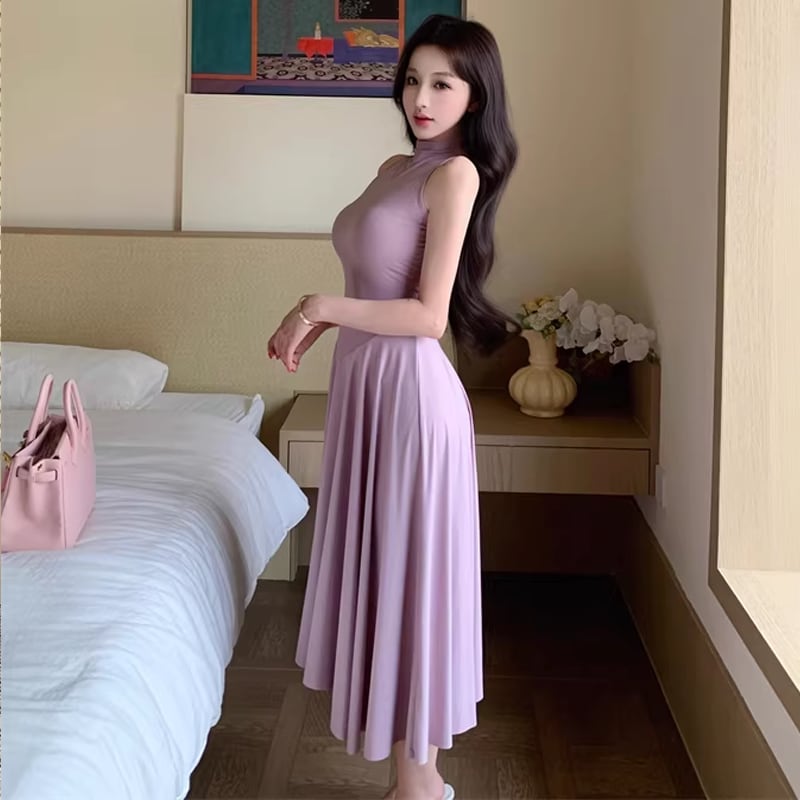 【dress】ノースリーブロングワンピース Q8375