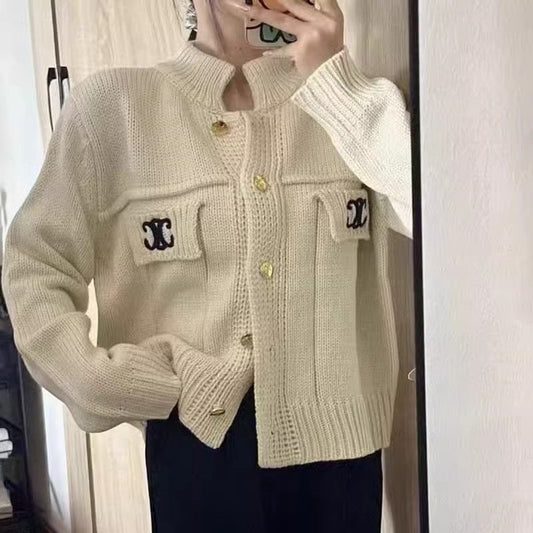 【outer】ラウンドネックニットカーディガンF8340