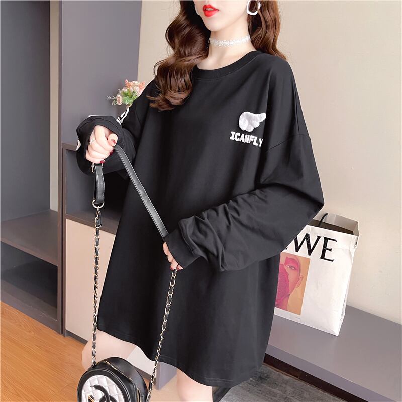 【tops】必ず目を引くラウンドネック長袖英字柄配色ゆったり着回しパーカーF0761