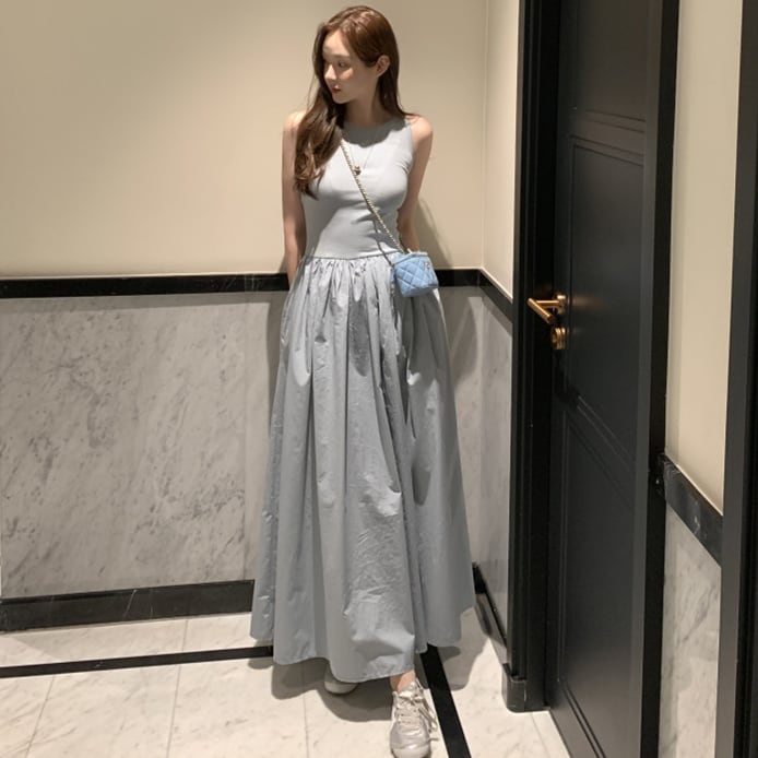 【dress】ギャザーノースリーブワンピース G20133