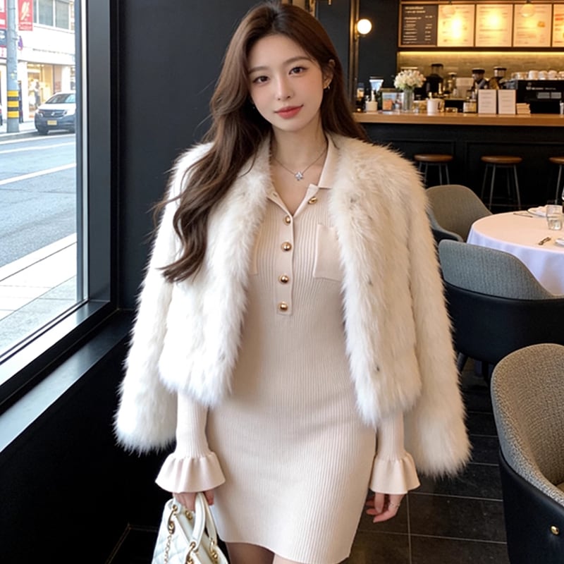 【dress】ポロネックニットワンピース Q759