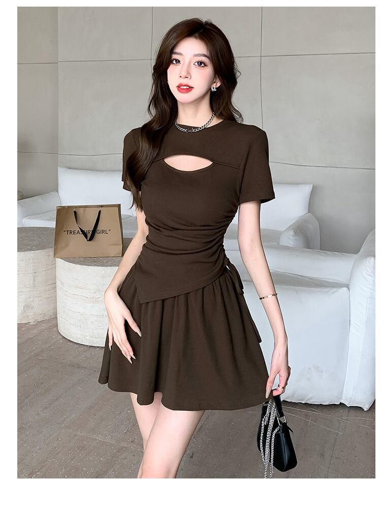 【set】透かし彫りトップス+スカート２点セットG21323