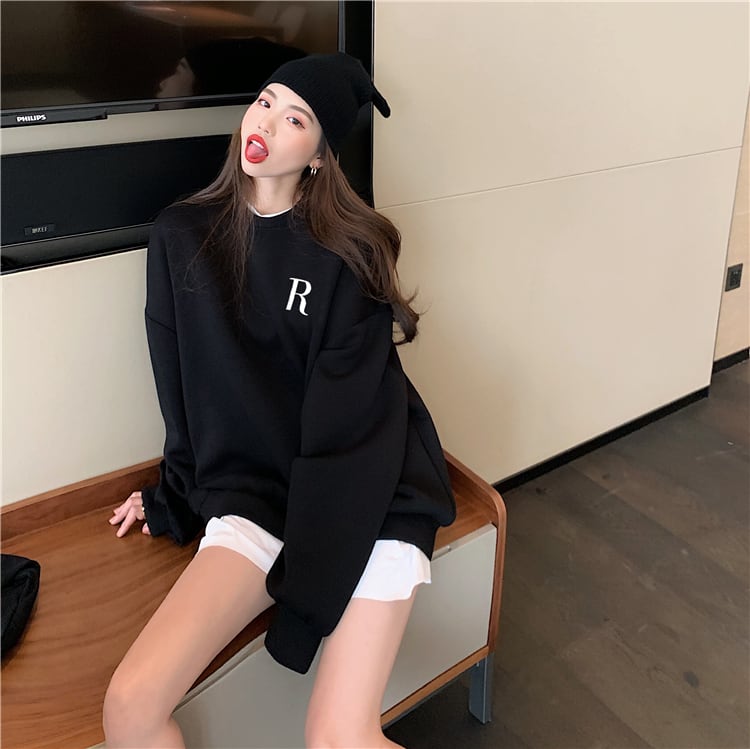 【tops】オシャレ度満点〜気質満点トップス長袖英字柄ラウンドネックINS風パーカー G9174