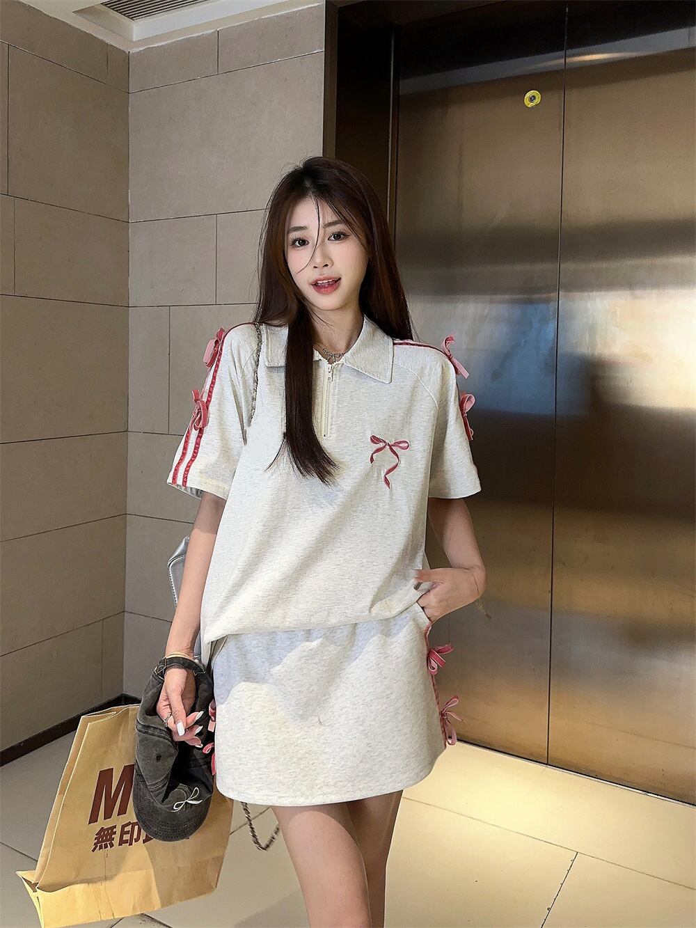 【set】リボンTシャツ+スカート２点セットG21576