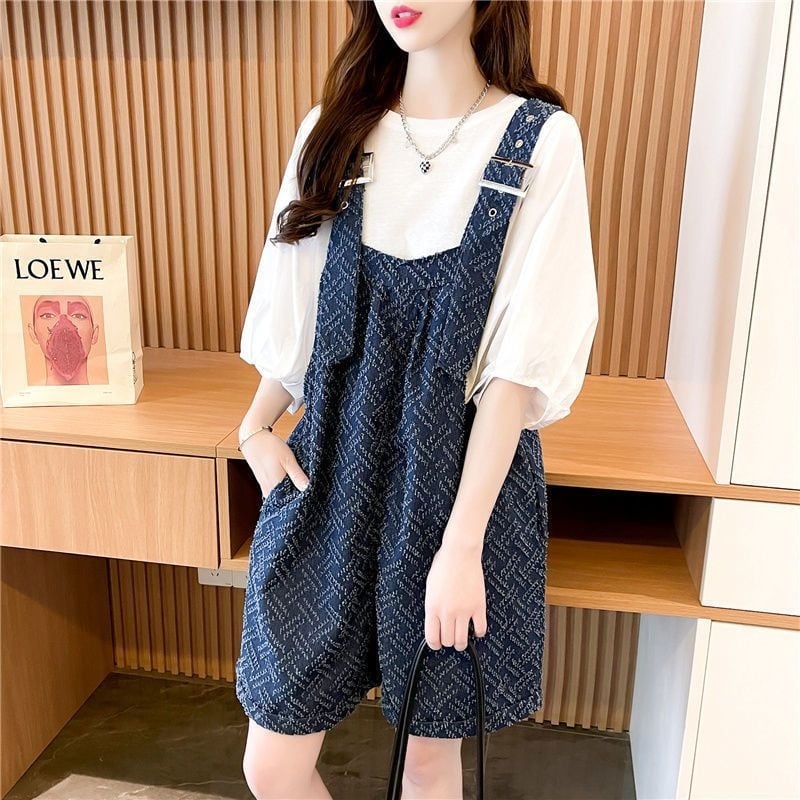 【set】無地Ｔシャツ+サロペット2点セットF7372