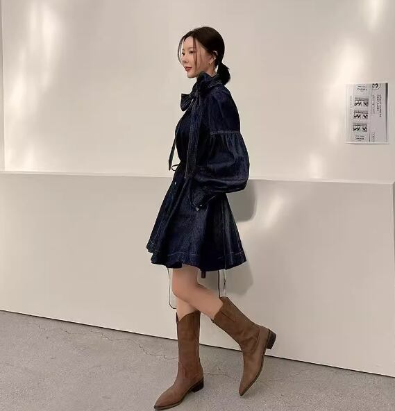 【dress】リボン付きデニムワンピース　M29769