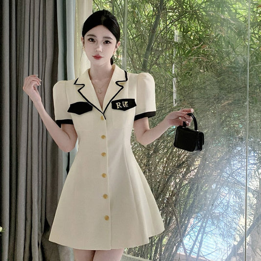 【dress】カラーマッチングスーツワンピース G21000