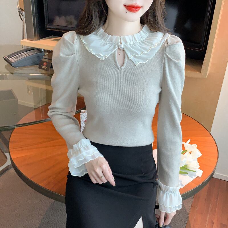 【tops】レースニットトップス　M18850
