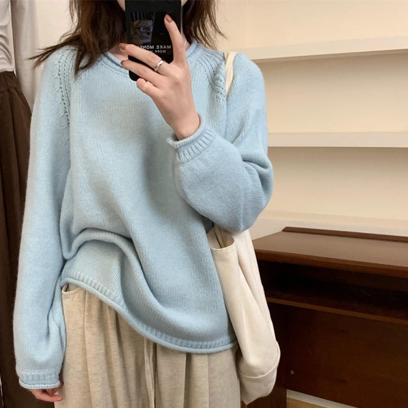 【tops】クルーネックニットセーター　M18672