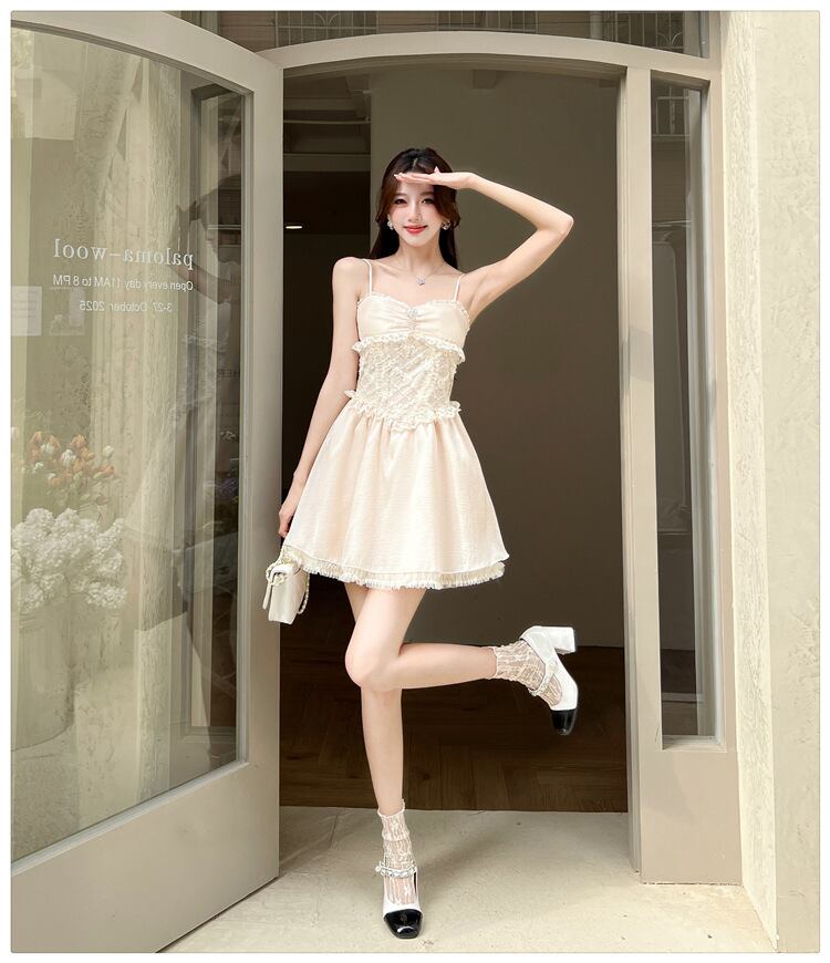 【dress】レース切り替えキャミワンピース　M30175