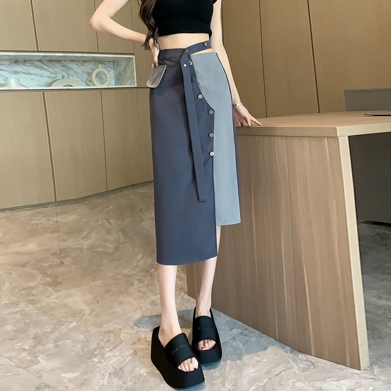 【bottoms】不規則ハイウエストスカートG20941