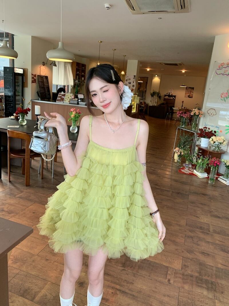 【dress】チュールコンビキャミワンピース　M29848