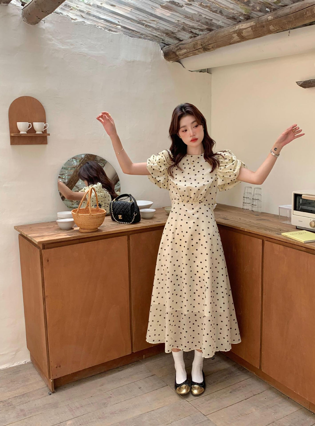 【dress】ドット柄ワンピース　M24625