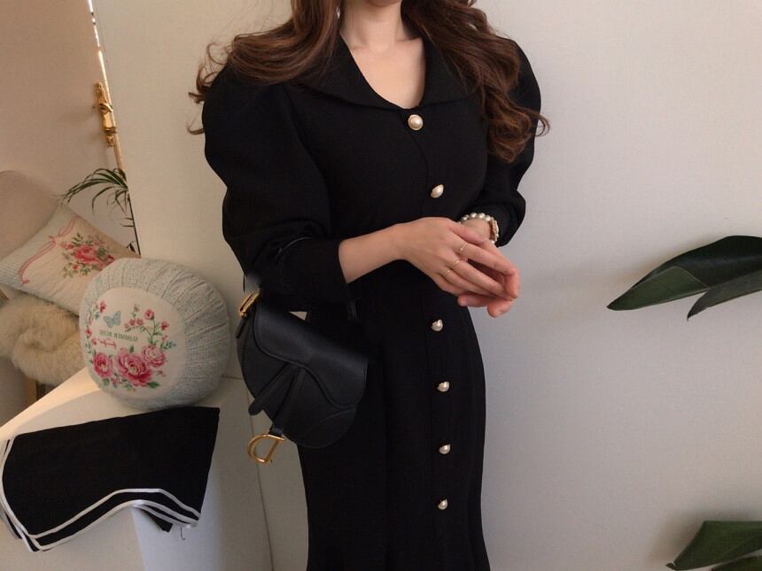 【dress】エレガント気質満点レトロハイウエスト着痩せ マーメイドワンピース G1404