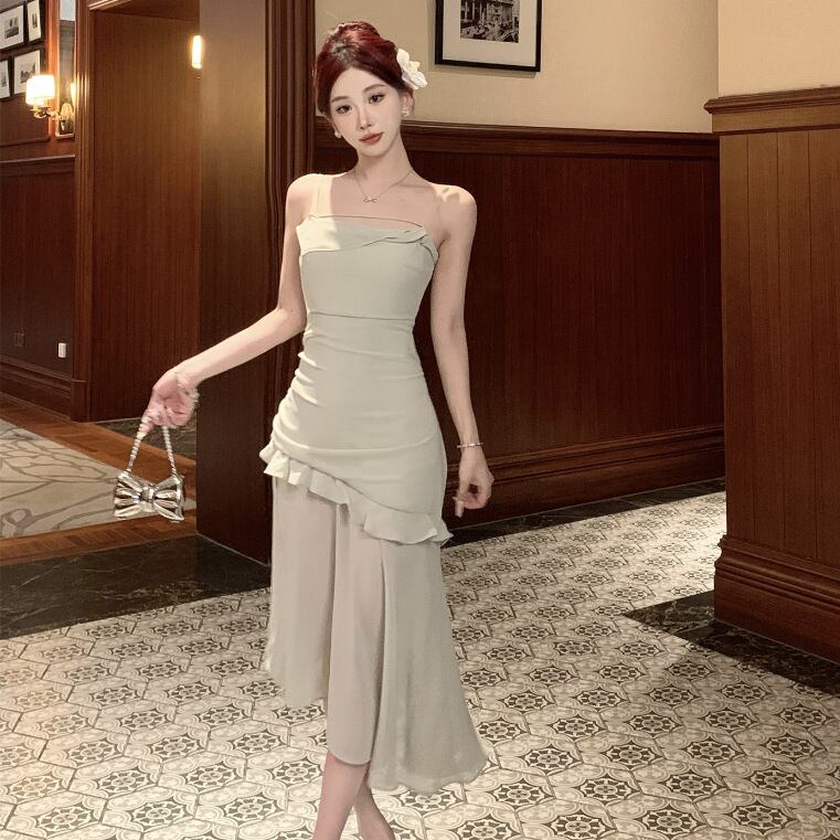 【dress】フリルスリットキャミワンピースG21364